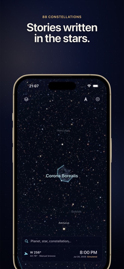 Corona Borealis labeled against a deep field of stars